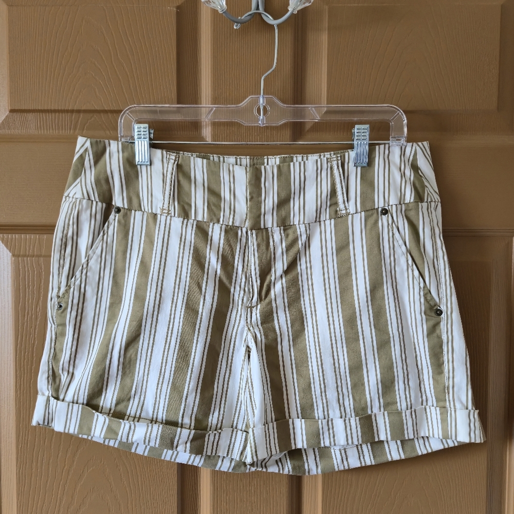 one 5 one High Waist Tan and White Striped Shorts